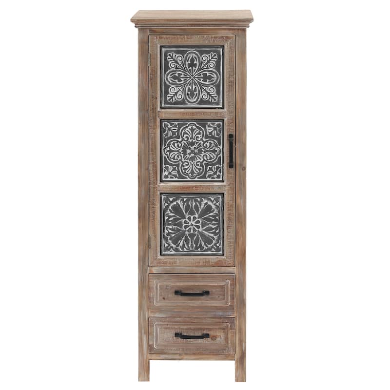 Rustic Wood 2-Drawer 1-Door Storage Cabinet - 48.23" H x 15.75" W x 15.16" D