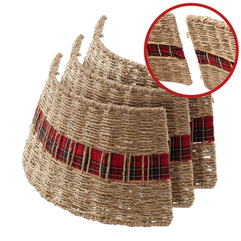 Christmas Tree Collar Woven Farmhouse Tree Base Cover Cord Cut Out