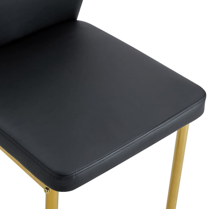 5-Piece Small Dining Table Set for 4, Modern Round Glass Table with 4 Faux Leather Dining Chairs for Small Spaces