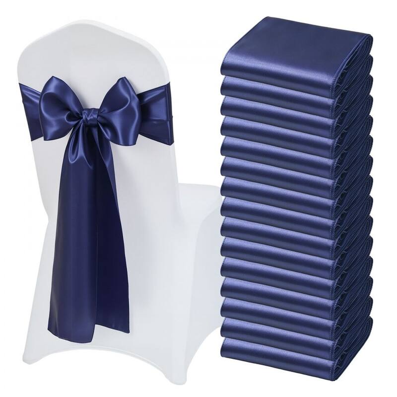 Satin Chair Ribbons for Wedding Reception Adjustable Fit for Folding Banquet and Chiavari Chairs