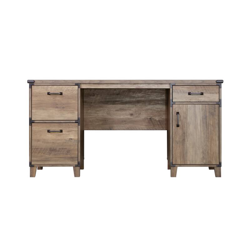 Oxford Farmhouse Rustic Oak Executive desk