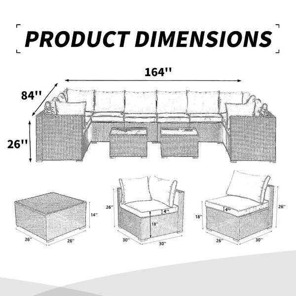 Ainfox Outdoor Rattan Sectional Sofa Patio Wicker Furniture Set