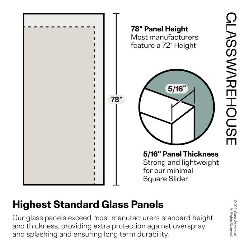 Glass Warehouse 52 in. x 78 in. Sliding Frameless Shower Door with Square Hardware