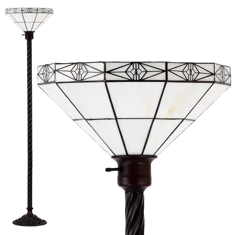 Tiffany-style Mission-style White Torchiere