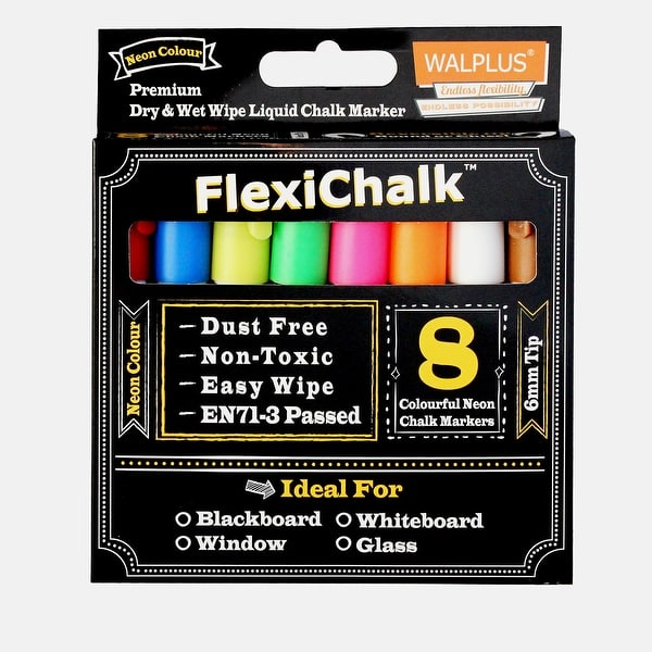 slide 2 of 8, Walplus Educational Blackboard Chalkboard Wall Stickers Nursery Decor with Flexichalk Marker Bright Color Liquid Chalks Pen