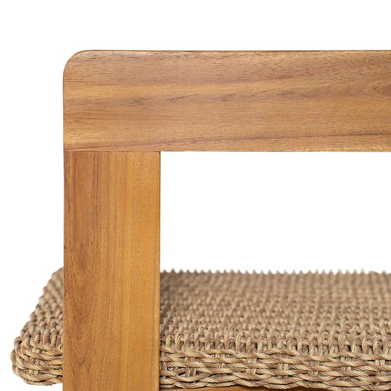 Christopher Knight Home - Outdoor Acacia Wood Dining Chairs with Handwoven Rattan Seat & Back - Set of 2