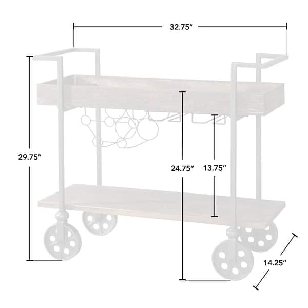 dimension image slide 4 of 5, FirsTime & Co. Factory Row Industrial Farmhouse Wheeled Bar Cart