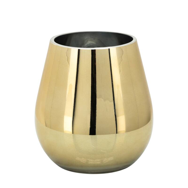 Glass Metallic Vase - Contemporary Small Decorative Flower Vase for Table Centerpiece or Home or Office Decor