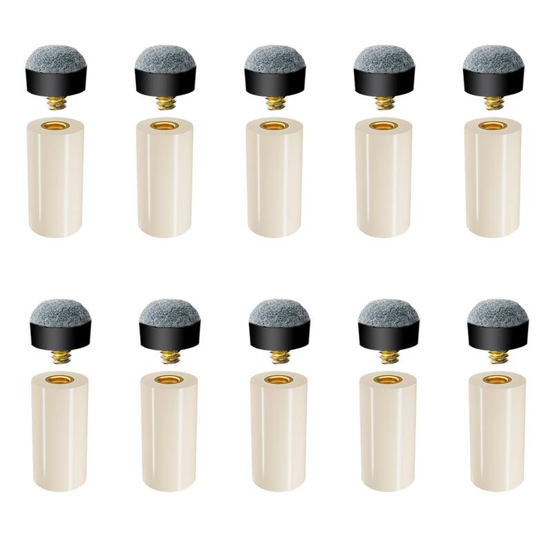 GSE™ 10-Pack 12mm/13mm Billiard Cue Tips, Soft/Hard Replacement Pool Cue Stick Screw-on Tips & Nylon Ferrules
