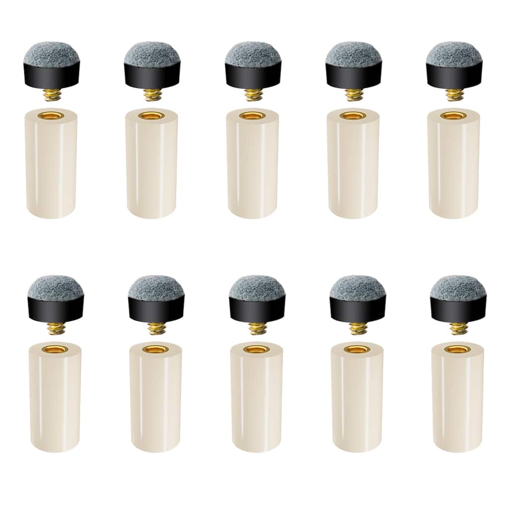 GSE™ 10-Pack 12mm/13mm Billiard Cue Tips, Soft/Hard Replacement Pool Cue Stick Screw-on Tips & Nylon Ferrules