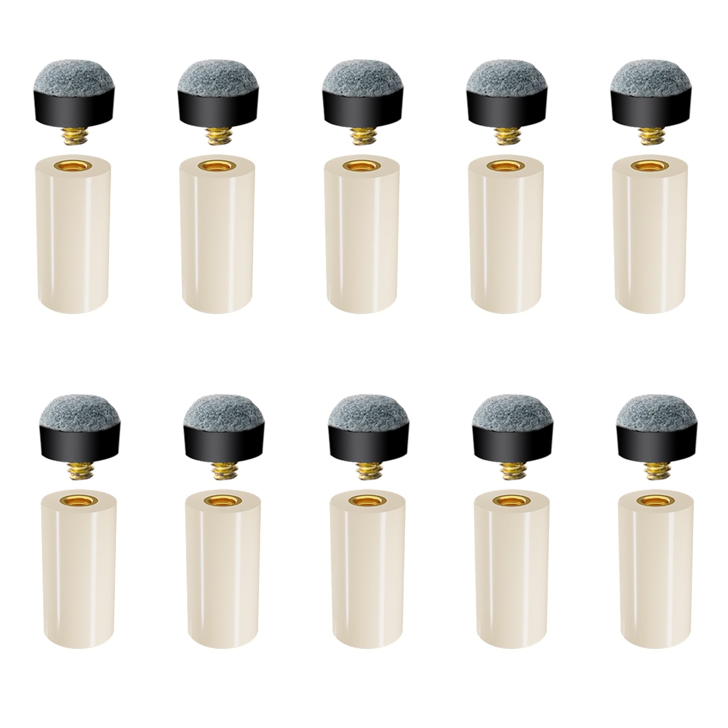 GSE™ 10-Pack 12mm/13mm Billiard Cue Tips, Soft/Hard Replacement Pool Cue Stick Screw-on Tips & Nylon Ferrules