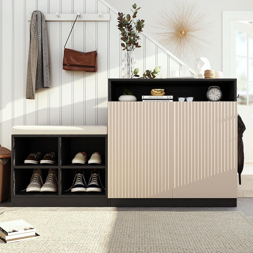 Rossetta Functional Entryway Shoe Cabinet with Removeble Cushion and Adjustable Shelves