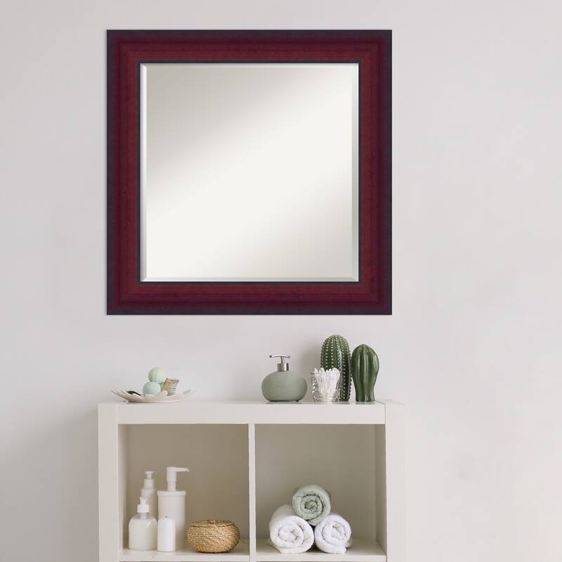 Canterbury Cherry Beveled Wood Framed Bathroom Vanity Wall Mirror - Canterbury Cherry