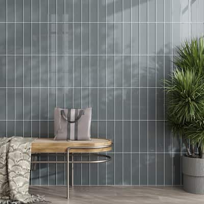 Apollo tile 3" x 12" Colorway Glossy Stone Blue Glass Tile (5 sq ft/case) - 20 Pack