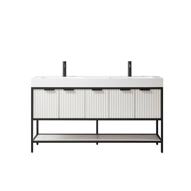 Marcilla 60 in. Double Sink Bath Vanity with Stone Sink Top