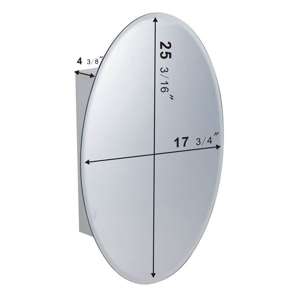 Shop Medicine Cabinet Brushed Stainless Oval Mirror Wall Mount