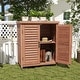 preview thumbnail 15 of 28, GDFStudio - Outdoor Wooden Potting Bench with Metal Tabletop Workstation and Storage Cabinet Brown