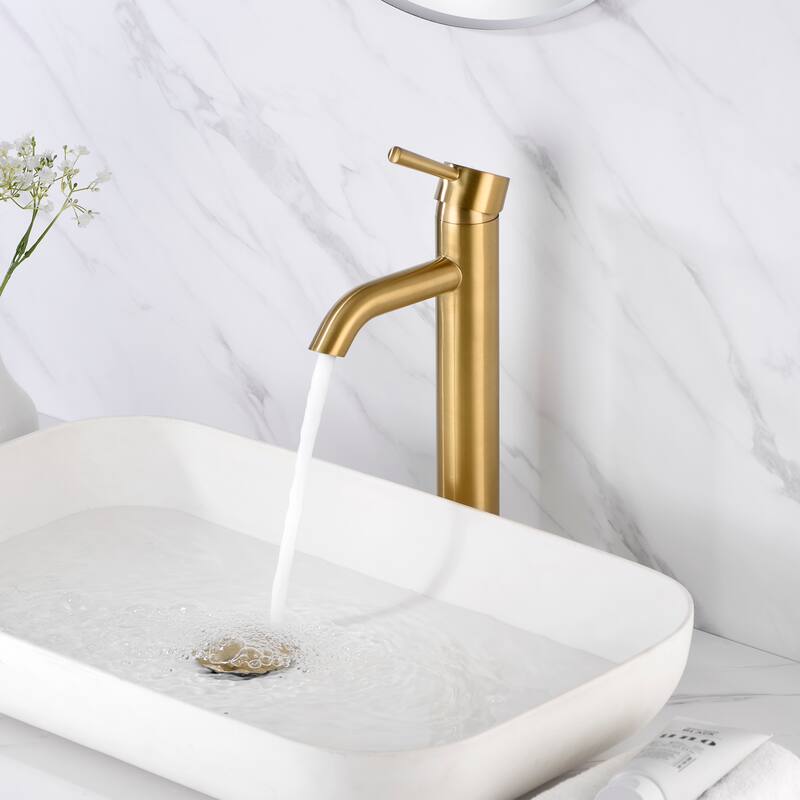 Luxier BSH03-T Single Handle 1-Hole Vessel Bathroom Faucet with Drain - Brushed Gold