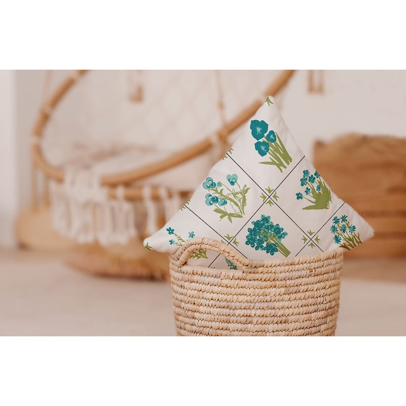 Framed Field Flowers Indoor/Outdoor Throw Pillow