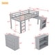 preview thumbnail 8 of 10, Twin Loft Bed with Drawer Cabinet, Shelf Cabinet and Pulling -Out Desk, Rubber Wood Loft Bed with Safety Guardrail, Ladder