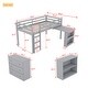 preview thumbnail 19 of 20, Twin Loft Bed with Pull-Out Desk Storage Drawers Shelf Cabinets Ladder and Full-Length Guardrail Solid Wood Frame
