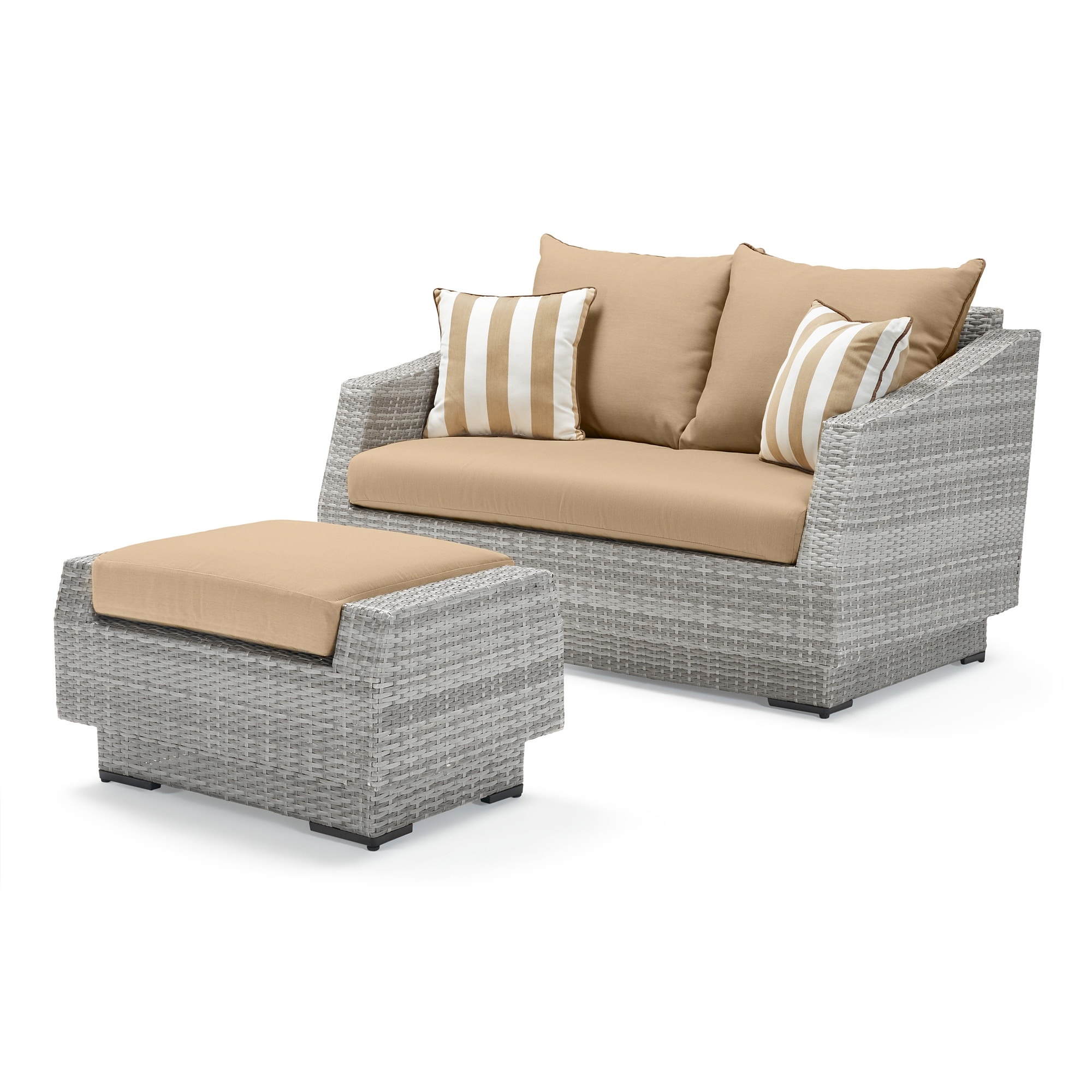 Patio loveseat top and ottoman