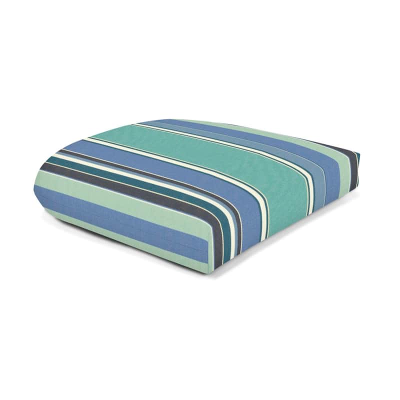 Sunbrella Stripe Fabric 1-Piece Indoor/Outdoor Wicker Seat Pad Cushion, 19.5"W x 19.5"L