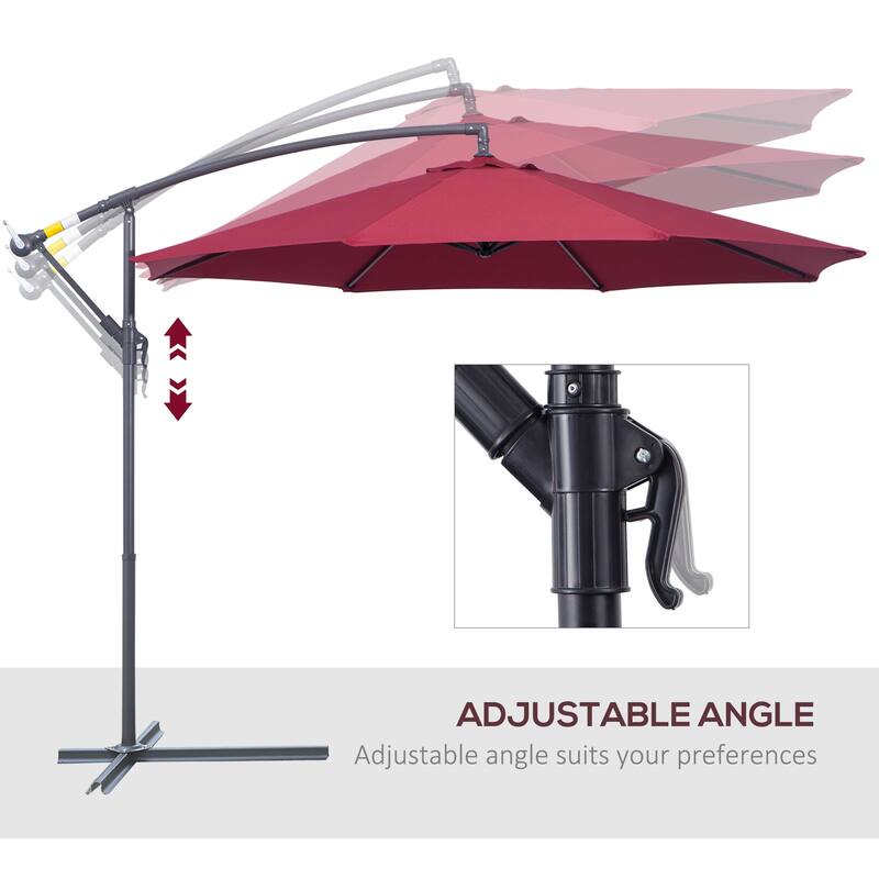 10ft Offset Cantilever Patio Umbrella with 360-Degree Adjustable Shade and UV-Resistant Canopy
