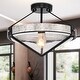 preview thumbnail 1 of 10, 15" Geofric Matte Silver Wood Grain Finish Semi Flushmount Ceiling Lamp