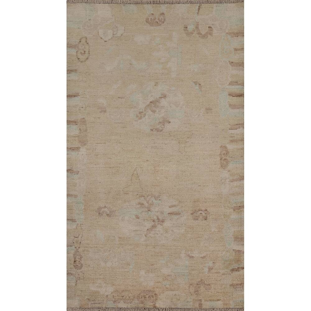 Traditional Muted Oushak Turkish Oriental Rug Hand-knotted Wool Carpet - 3'0" x 4'11"