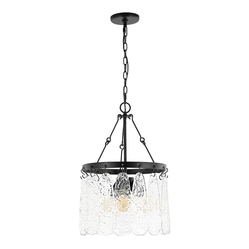 SAFAVIEH Lighting Levina 3-Light 15-inch Chandelier - 14 In. W x 14 In. D x 28-87 In. H - Black/Clear