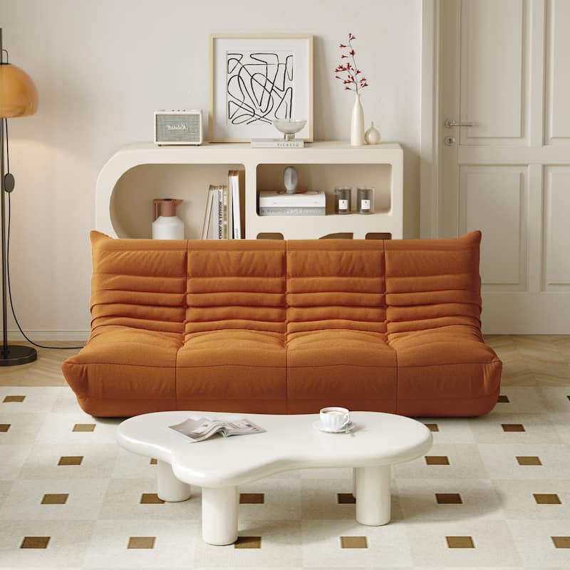 3 Seats Lazy Floor Sofa, Teddy Velvet Sofa Bean Bag Couch