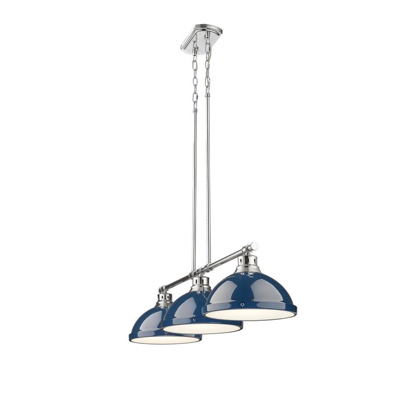 Yep by Golden Lighting Duncan 3-light Island Light in Chrome and Navy Blue shade