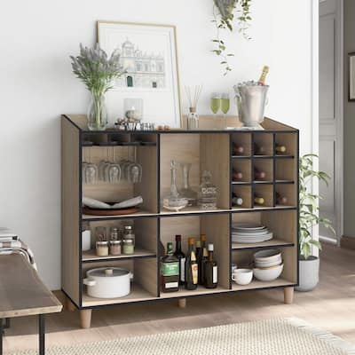 Carson Carrington Vinkol Modern Natural Oak 7-shelf Dining Buffet Server