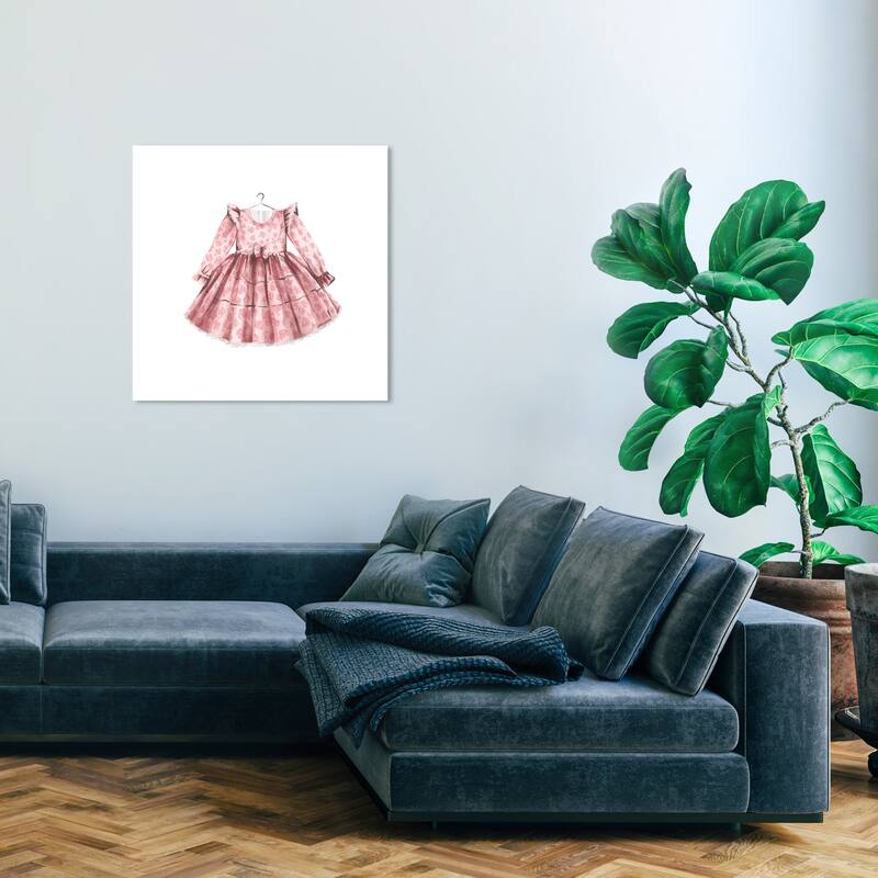 Wynwood Studio Canvas Fashion and Glam Petite Floral Dress Pink and Rose Pink Traditional Wall Art Canvas Print - 30 x 30