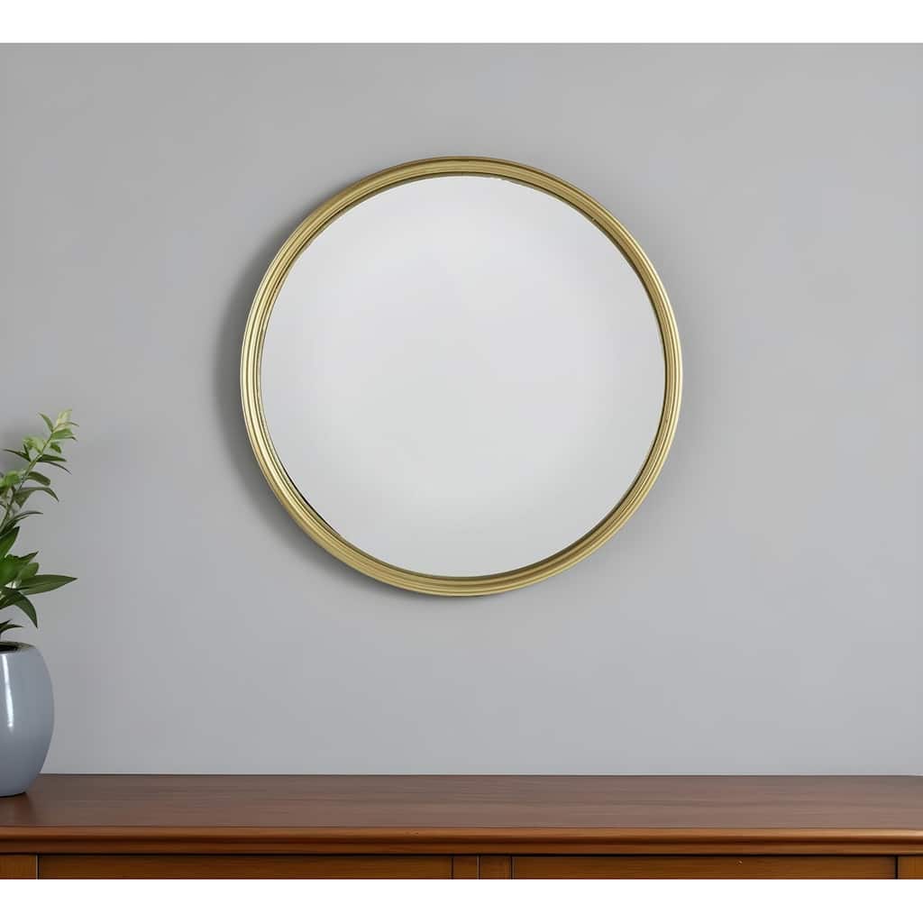 HomeRoots 15" Gold Round Iron Textured Framed Accent Mirror - 15' X '15' X '1.2