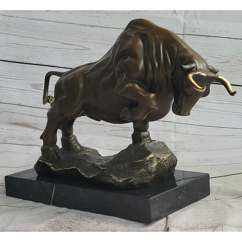 Charging Imitative Bull Bronze Metal Statue Sculpture Wall Street Stock Market Decor Original Art 10 Inches X 5 Inches