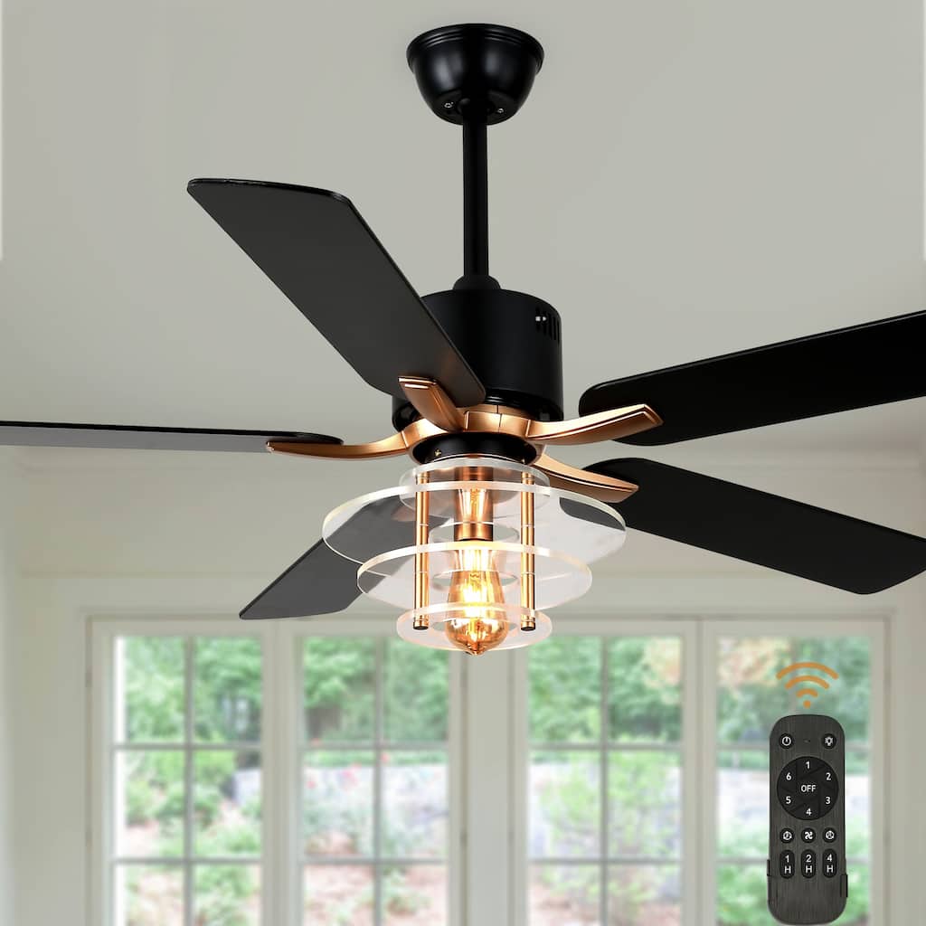 Bella Depot 52" Modern Gold Ceiling Fan with Light and Remote 6-Spped Reversible DC Motor