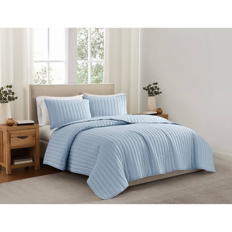 Brooklyn Loom Solid Cotton Percale Quilt Set