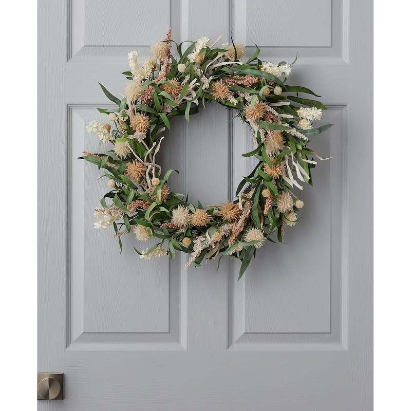 24 inch Globe Thistle Medley Wreath