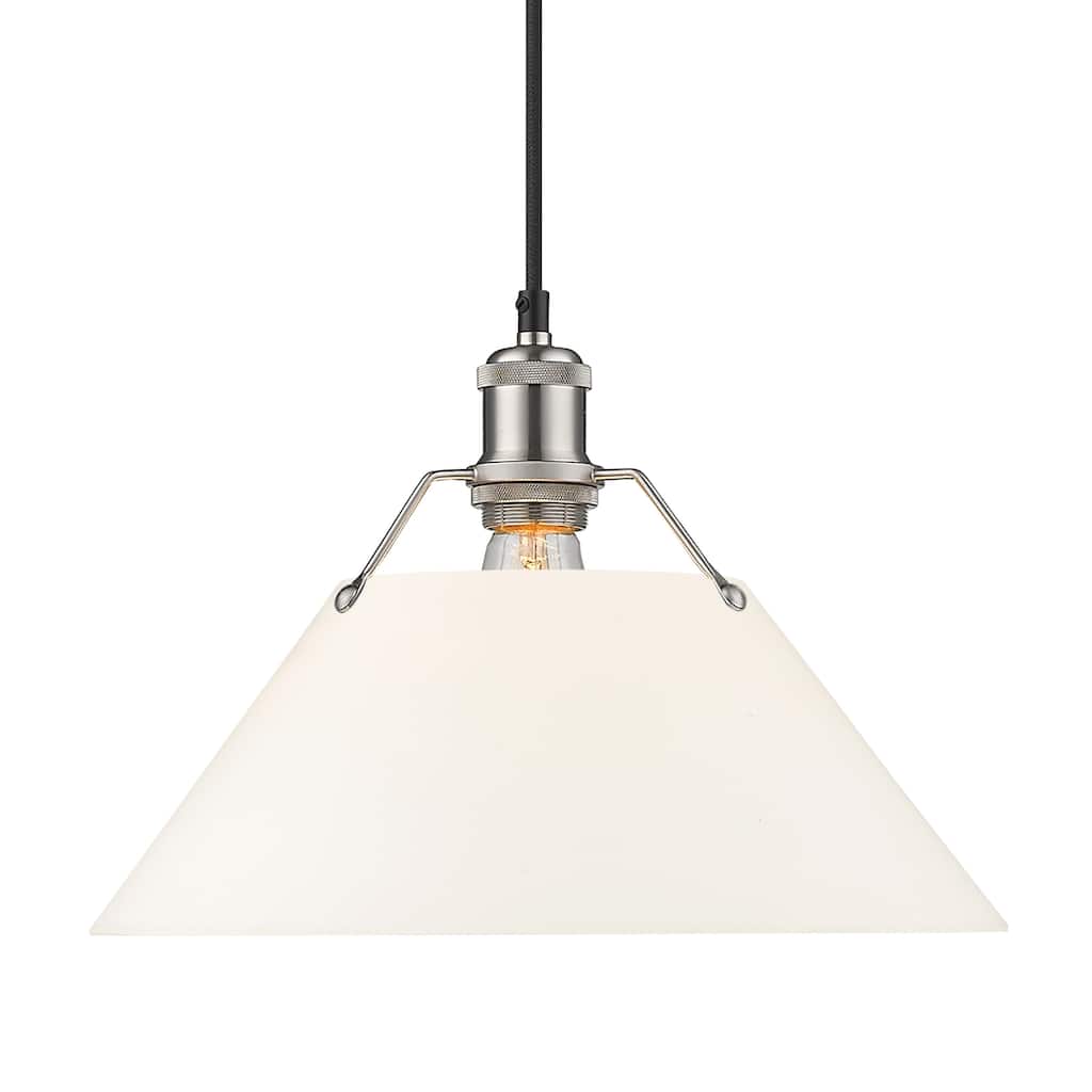 Yep by Golden Lighting Orwell 1-light 14in Pendant in Pewter and Opal Glass - Silver