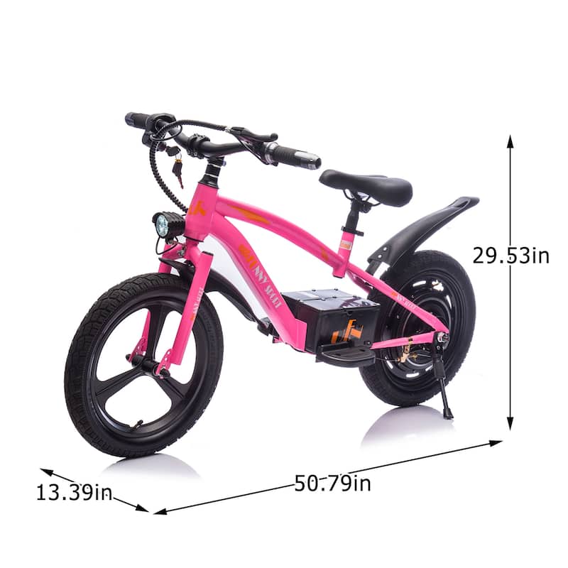 24V Kids Ride On Electric Dirt Bike,300W Super Power Motor,16in Wheels,Adjustable Seat Height,Hand-Operated Brakes