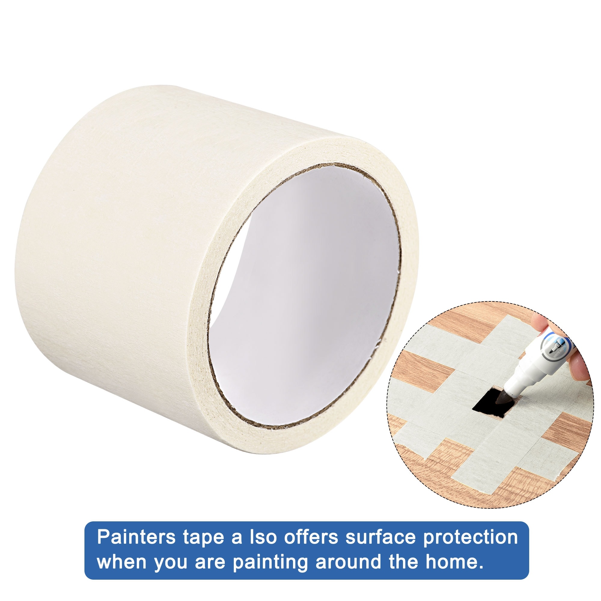 Painters Tape Adhesive Painting Tape 3.15 Inches x 21.87 Yards White 3 Pcs  - 8cm x 20m