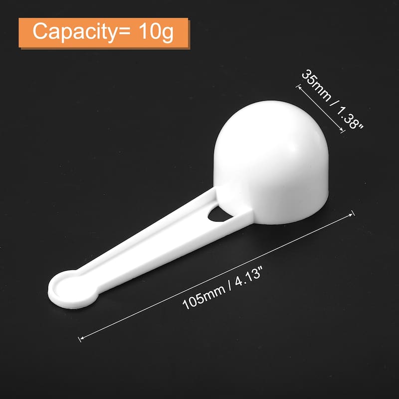 10Pcs Plastic Measuring Spoons Powder Scoops Spoon Kitchen Spoons, 10g White - White