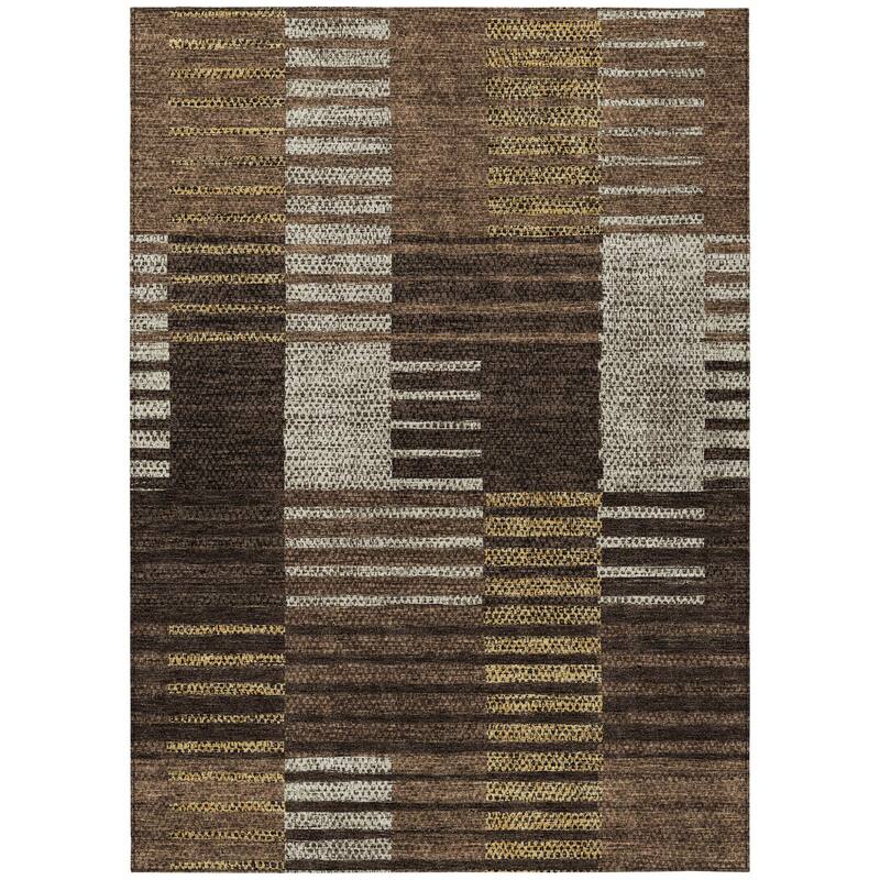 HomeRoots Striped Modern Rectangle Outdoor Rug