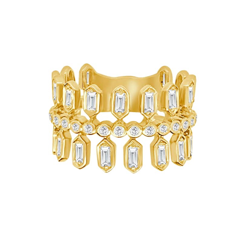 Auriya 14k Gold Lab Grown Baguette and Round Diamond Crown Band 0.94 ct. tw. (F-G, VS)