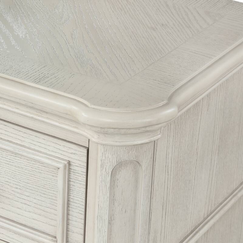 Roundhill Furniture Nelson French Traditional 4-Piece Bedroom Set, Antique White