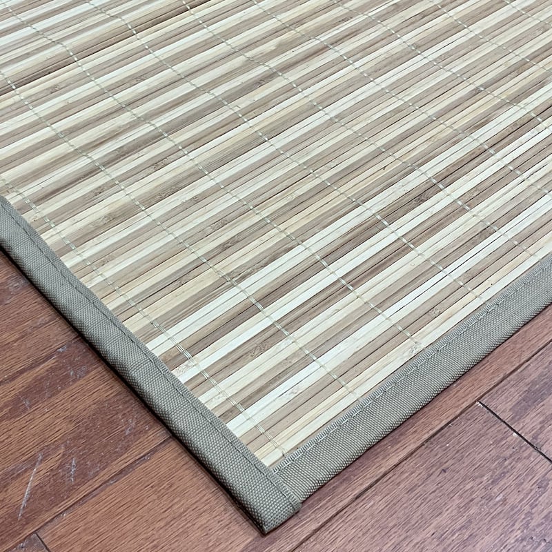 Handmade Natural and Beige Rayon from Bamboo Rug - 1'8 x 2'7