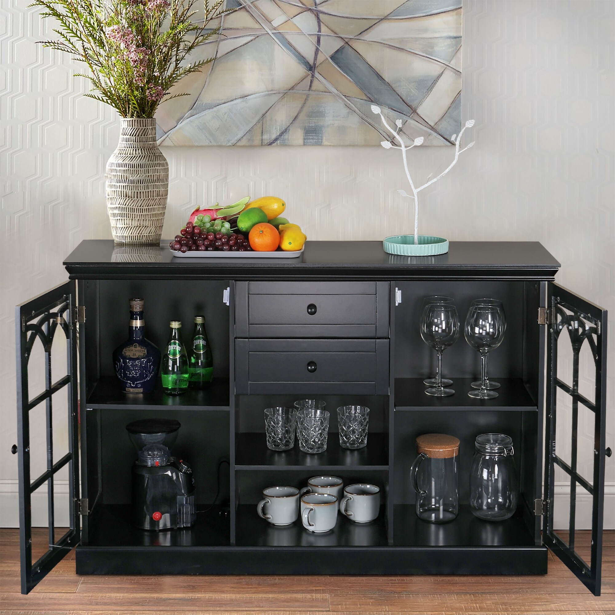 Black outlet bar buffet