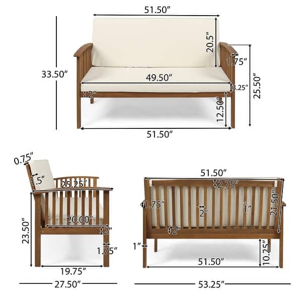 Carolina Outdoor Acacia Wood Loveseat by Christopher Knight Home On